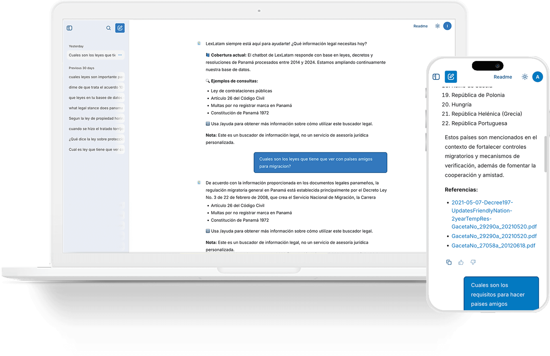 Captura de pantalla del demo de LexLatam.ai
